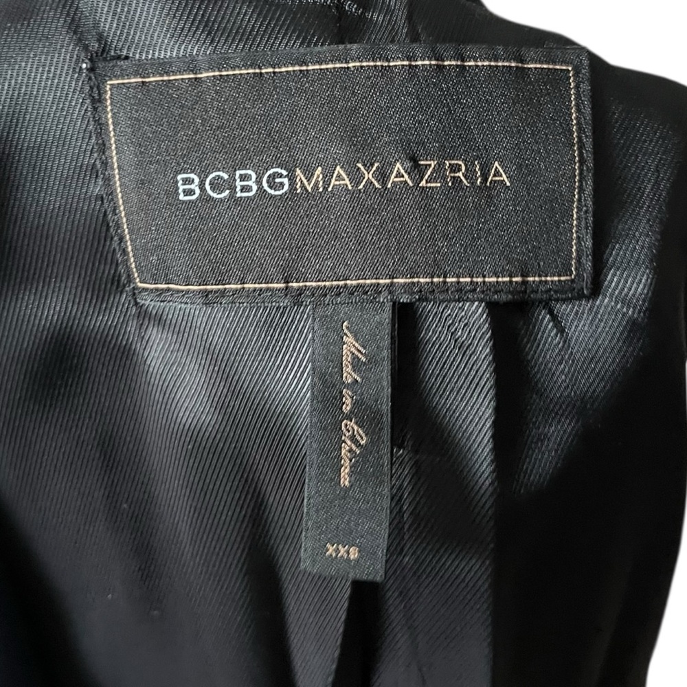 BCBGMaxAzria Navy Black Satin-Trim‎ Blazer Size XXS Business Casual Office - Picture 5 of 6